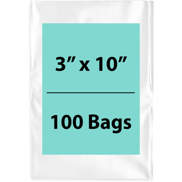 Clear Poly Bags Flat 1.5 mil 3"X10" 100 Bags